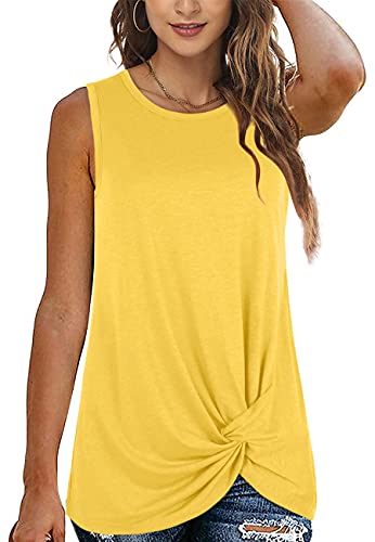MM6 sleeveless top ノースリーブ トップス yellow 38 Yellow & White Raw Edge Tank Top by MM6 Maison Margiela on Sale